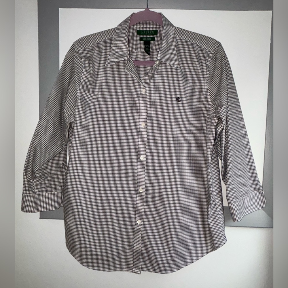 Ralph Lauren Black and White Checkered Button-down Shirt - Women’s Size L